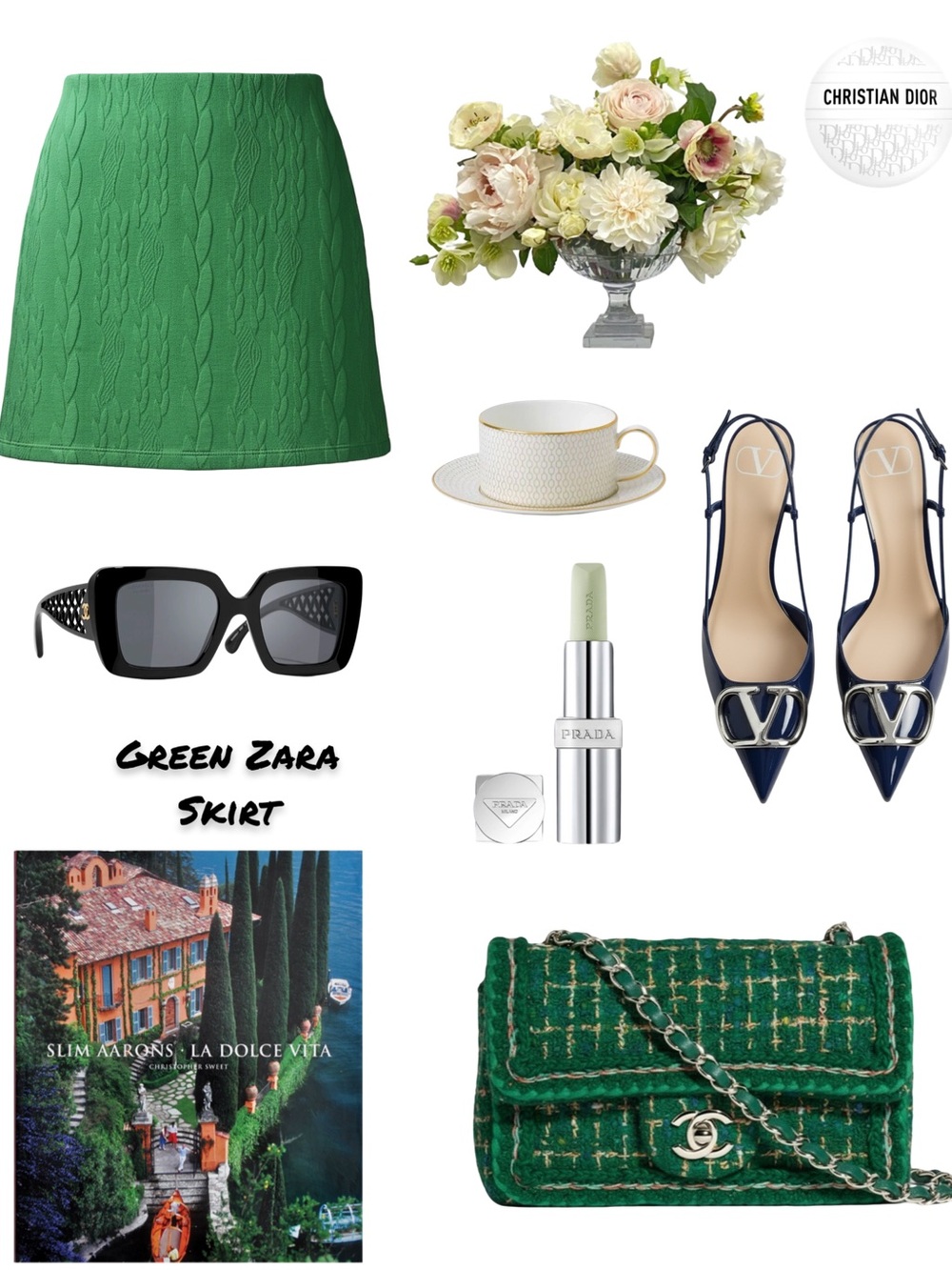 Zara Green Cable-Vine Skirt